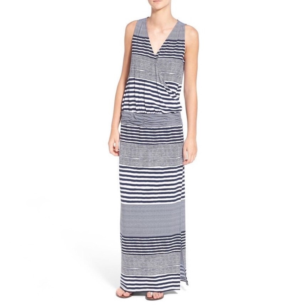 Tommy Bahama Womens A Stripe to Remember Blue Maxi Dress Sleeveless size XS